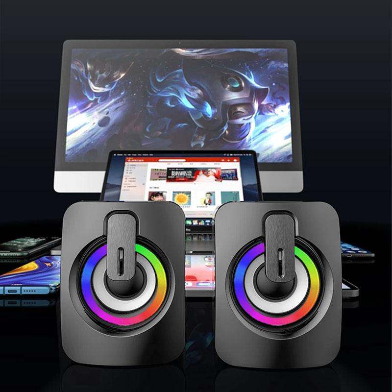 Компьютерные колонки, звуковая коробка для ПК, Hi-Fi стереомикрофон, USB проводной Caixa De Som со светодиодной подсветкой для настольного компьютера
