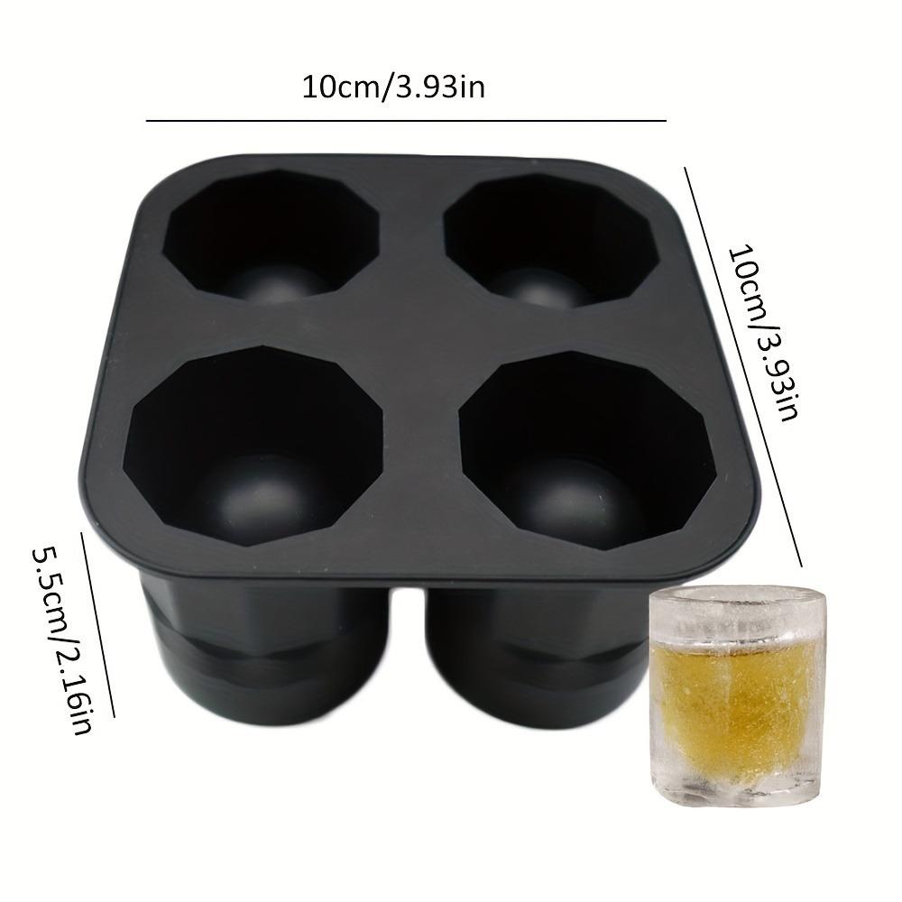 Силиконовая форма для льда с 4 отделениями для стакана для виски, многоразовая цилиндрическая форма для льда для морозильника - идеально подходит для напитков и безалкогольных напитков