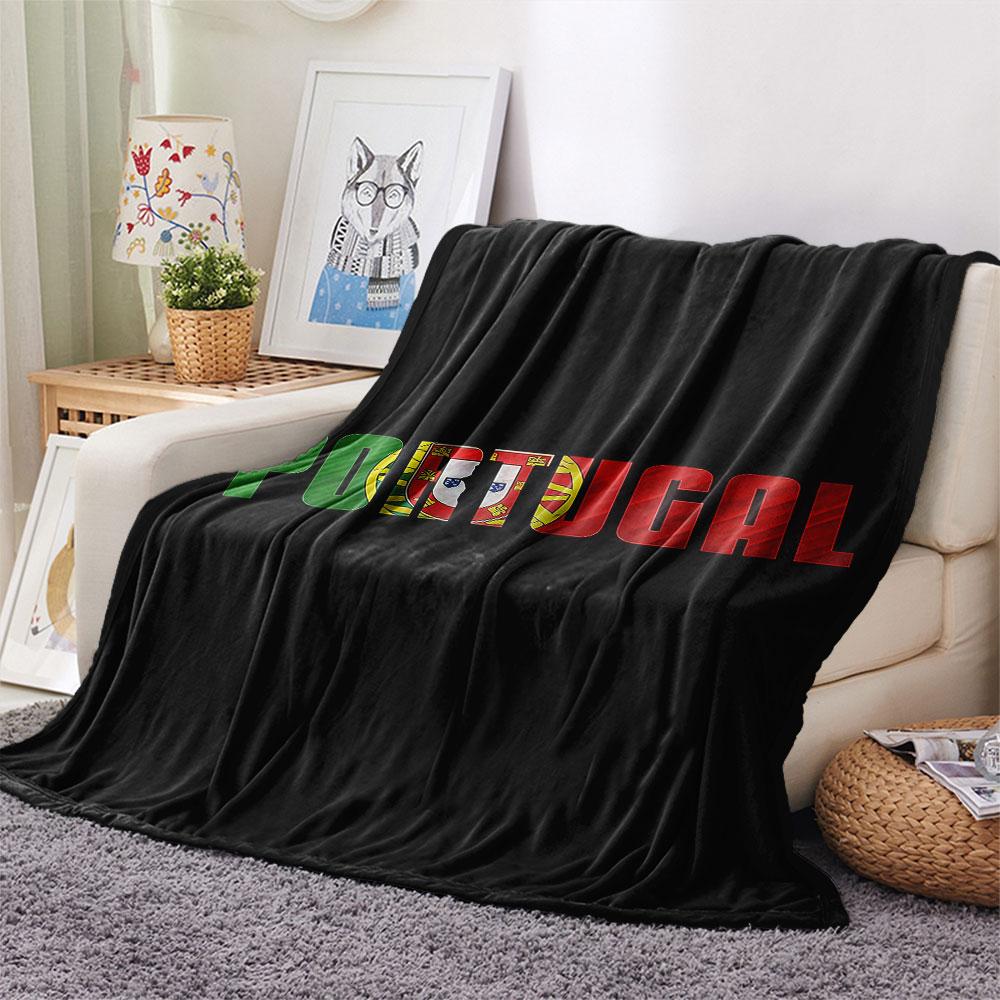 1PC Portugal National Football Team Patterned Flannel Blanket Suitable For All Seasons for Home Decor Warmth and Comfort Gifts Holiday Present