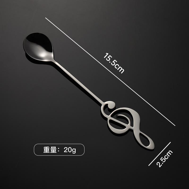 304 Stainless Steel Creative Coffee Spoon Music Note Shape Colorful PVD Stirring Spoon Dessert Shop Gift Spoon