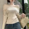 Slim Sexy Off-Shoulder Knitted Sweater Women Autumn Long Sleeve Tops Pullovers Casual Solid Knitwears Elegant Jumpers 29330