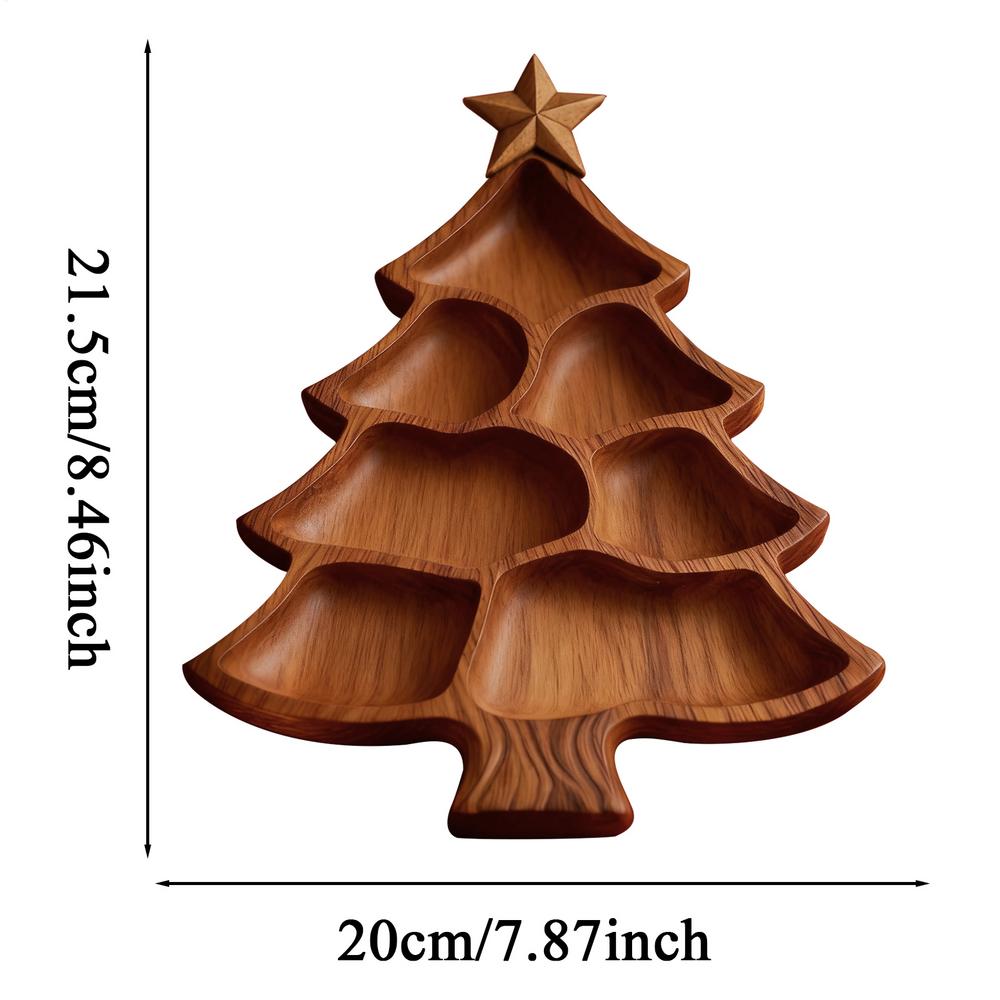 Рождественская елка Шарcuterie Доска Деревянный Разделенный Поднос для еды Сырная тарелка для Фруктов Десертов Орехов Украшение праздничного стола Кухонная сервировка