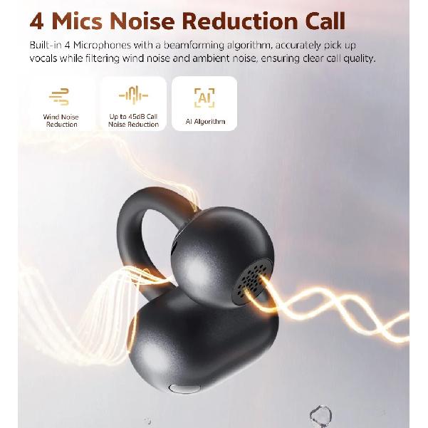 QCY CT06 Clip On Earbuds Crossky C50 Open Ear Wireless Bluetooth 6.0 Headphones with 4 Mic 35H Earbuds Comfortable for Running