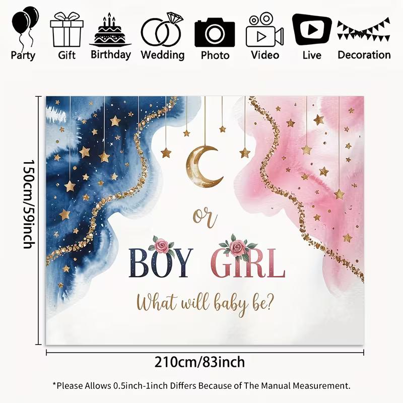 2D Boy or Girl Gender Reveal Backdrop Baby Shower Photography Background