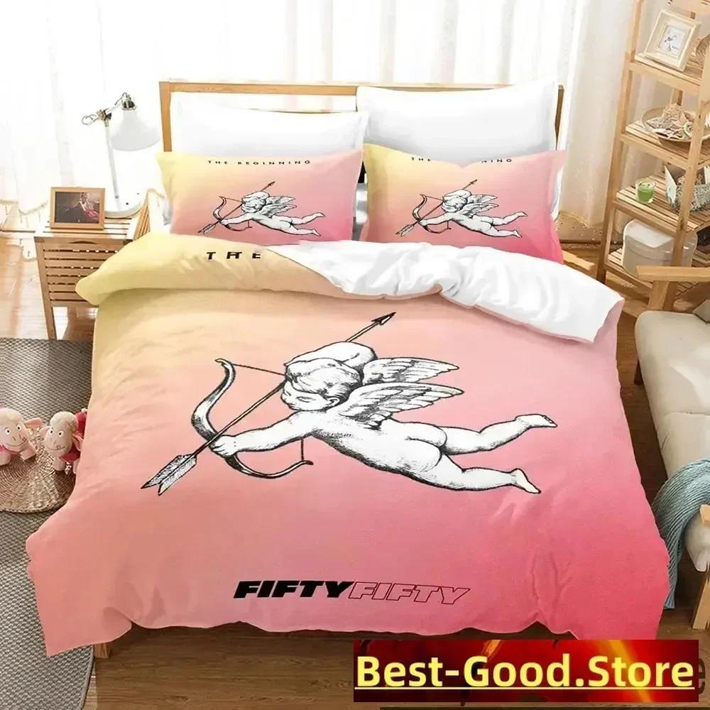 KPOP FIFTY FIFTY Мерч Cupid Альбом Постельное белье Пододеяльник Простыня Наволочка с принтом Кровать Полный Queen King Размер Одеяло Спальня