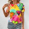 Trendy Colorful Love 3D Printed Short Sleeve T-shirts & Blouses Summer Casual Harajuku O-neck Top Tees Oversized Female Clothing