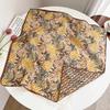 Autumn and winter imitation cotton and linen fashion versatile neck small square high-end printing neck scarf black and white commuter accessories sha