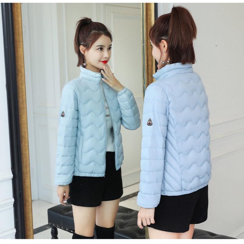 Womens Slim Fit Short Cotton Padded Jacket Stand Collar Lightweight Fall Winter Coat Students