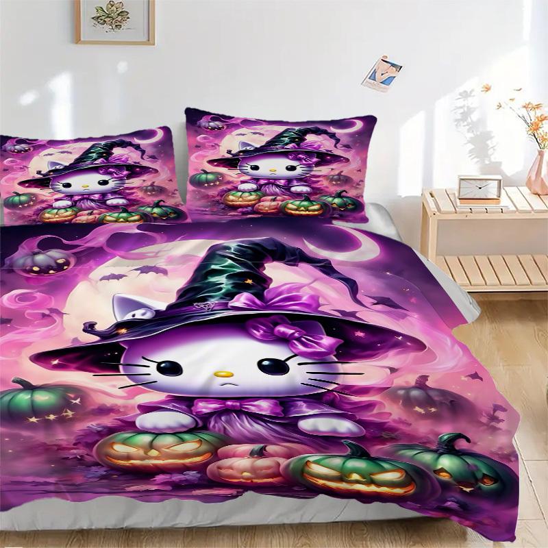 3pcs Witch Kitty Bedding Set. Soft and Comfortable with No Core Included (1x Duvet Cover + 2x Pillow Covers) yy251031088