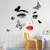Красота Женское Лицо Наклейка на Стену Декаль Салон Красоты Обои Косметика Макияж Настенная Наклейка Фреска Съемная Салон Декорация
