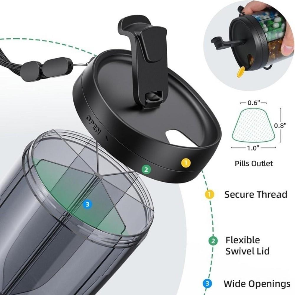 Plastic Pill Dispenser Wide Opening Pill Container New Pill Storage Bottle for Travel Use