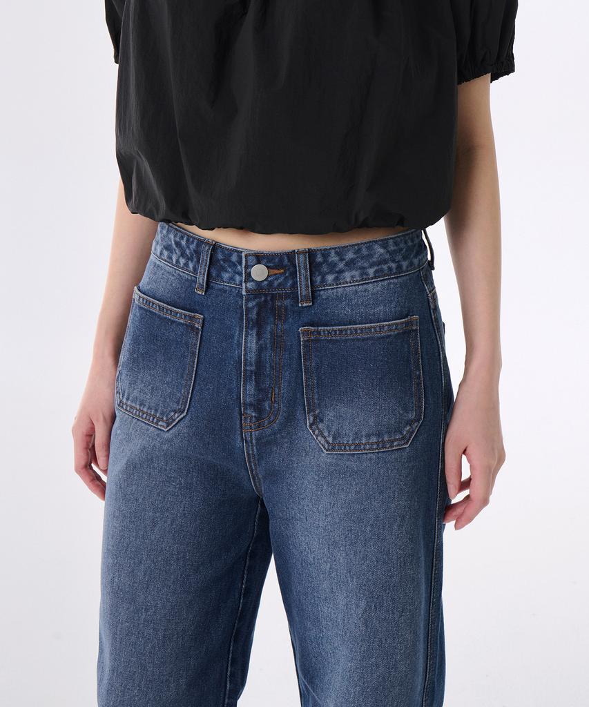 MUSINSA STANDARD WOMAN Женские джинсовые брюки Regular Fit с внешними карманами [Средний индиго]