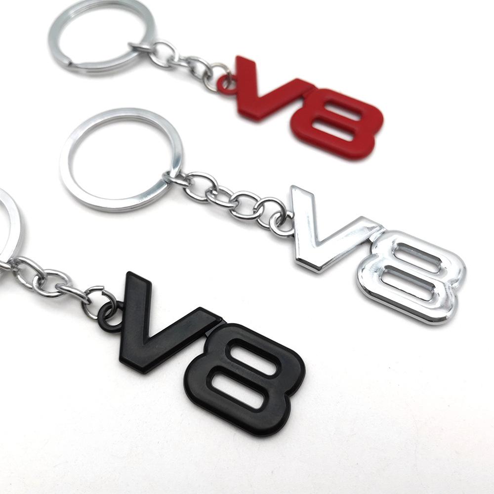 3D Metal V8 Logo Style Car Keychain Keyring Key Chain Ring Holder for Ford Jeep Dodge Toyota 4Runner LAND CRUISER Chevrolet