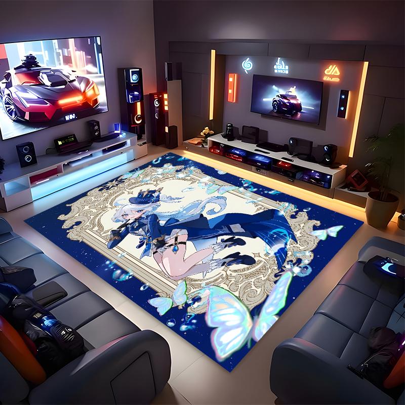 1pc Genshin Impact Furina Print Area Rug - Soft, Washable Non-Slip Indoor Mat for Office Chairs, Living Room, Home Office Decorative Rug