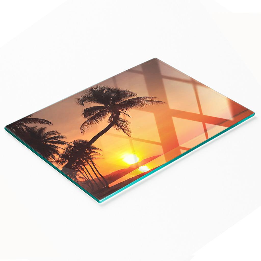 Tempered Glass Kitchen Board with Decorative Graphics Beach Sun 80x52 cm