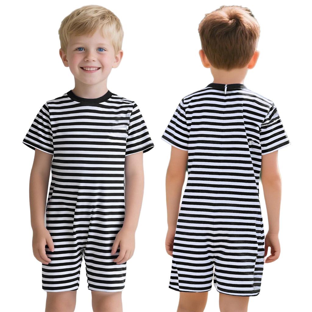 Thigh-Length Anti-Strip Romper for Kids: Invisible Back Zip, Breathable Short Sleeve, Ideal for Sensory & Behavioral Care