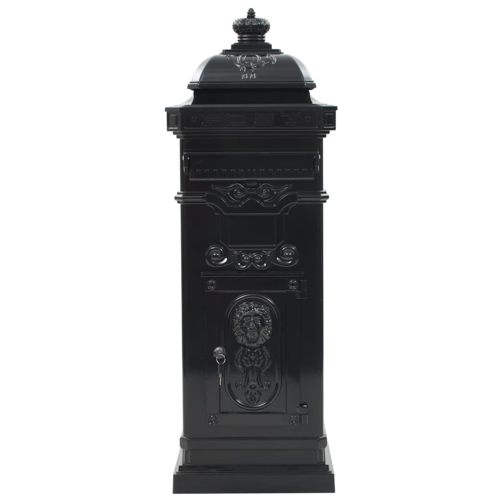 Aluminum Column Mailbox Vintage Style Rust Resistant Black