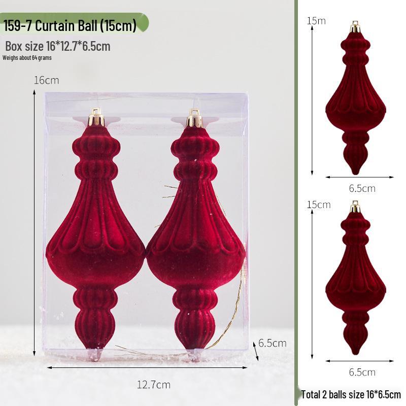 Hand-Painted Wine Red Christmas Ornament - Flocked Hanging Ball for Trees, Hotels, Malls, and Window Displays