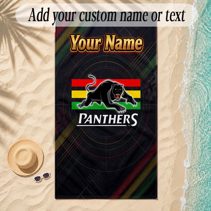 Beach TowelPenrith Panthers Custom Name Text Personalized Soft Towel for Beach Pool Indoor Home Decor Gift