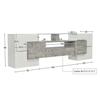 Meuble TV - MDF - 200 cm - LED multicolore - Blanc brillant & gris effet béton
