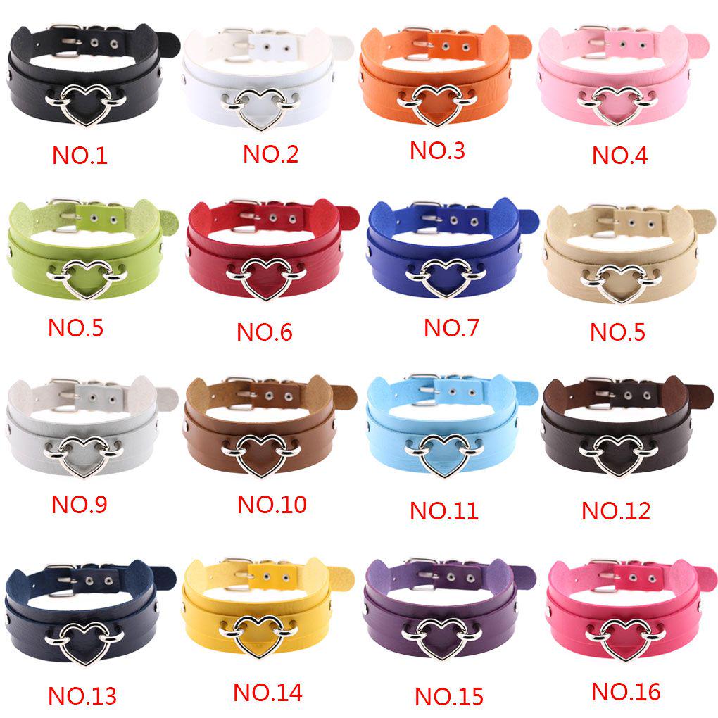 ПУ Искусственная кожа Готический Панк Чокер Короткое ожерелье Полый Разъем в форме сердца Чокер