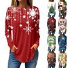 Футболки для женщин, осенние повседневные рубашки с длинным рукавом, толстовки с винтажным графическим принтом, топы, пуловеры, рождественские