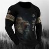 Fashion Men's Ferocious Animal Lion Pattern Printed T-shirt Niche Round Neck Loose Long Sleeve Street Style Men's Clothing Top