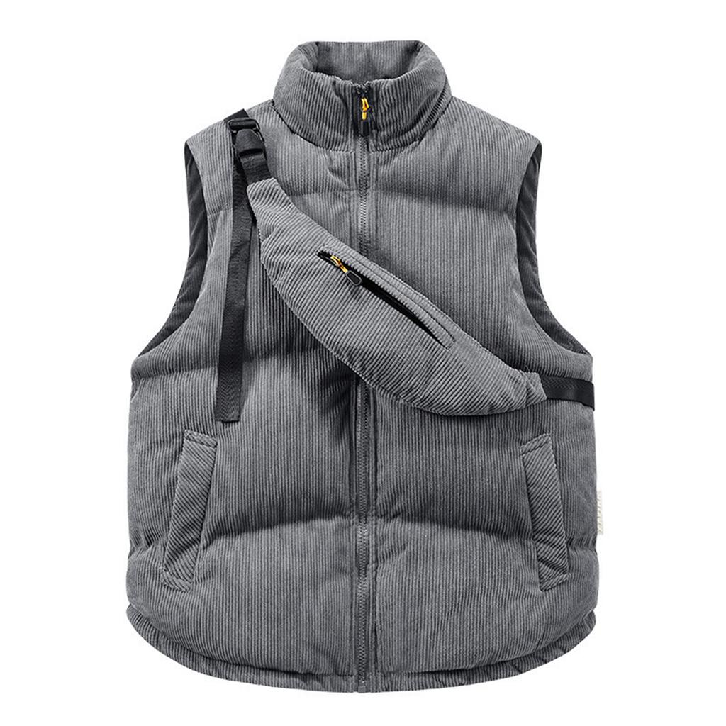 Winter Vest Fashion Waistcoat Sleeveless Men Warm Thick Jacket With Backpack Corduroy Men's Coats