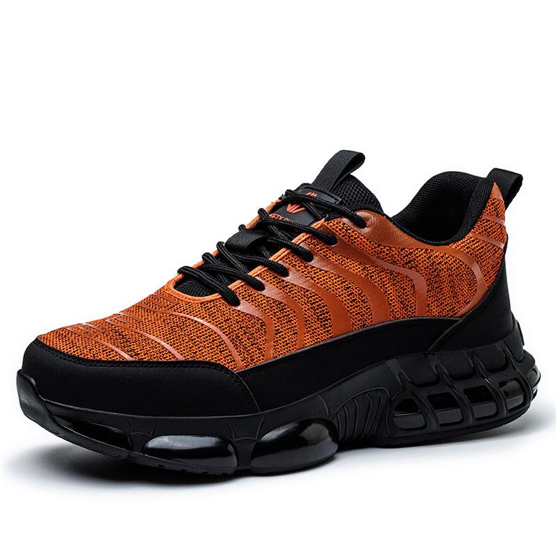 Lightweight Fly-Knit Safety Shoes with Rotating Button – Anti-Smash and Anti-Puncture Work Shoes for Construction