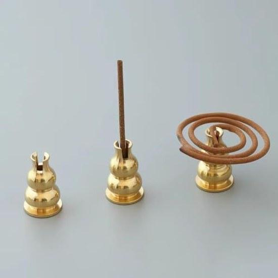 ALLVD Incense holder cylindrical brass mini cute altar easy use durable stylish Japanese design multifunctional study yoga studio tea house meditation