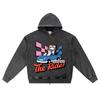 DTG Print Knitted Denim Zip-Up Hoodie Enjoyed the Ride Brother Print Zipper Hoodies  