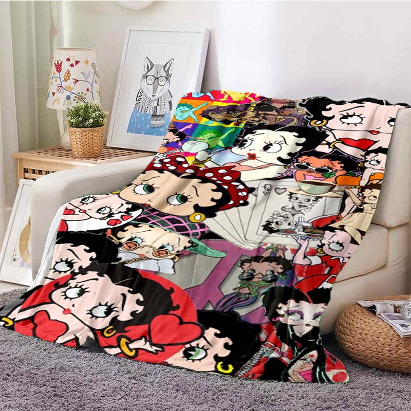 2026 new model cartoon B-Bettyy-Boopp blanket flannel sofa bed warm plush office comfortable portable gift picnic blanket