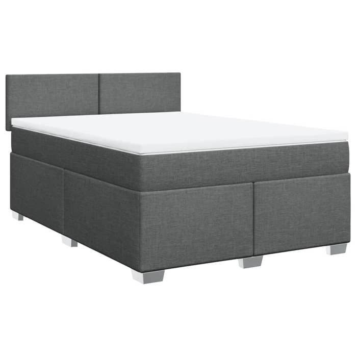Maison Exclusive - Sommier à lattes de lit avec matelas Gris foncé 140x190cm Tissu