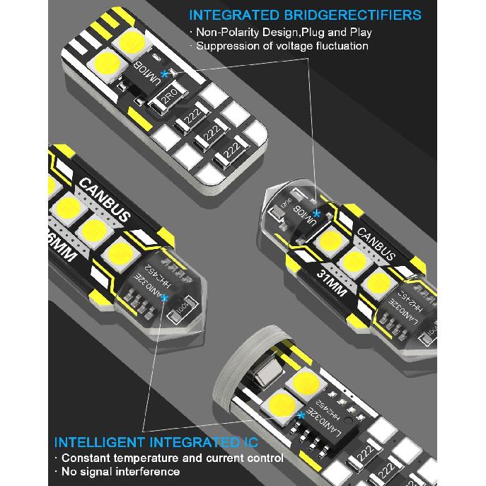 10 Pieces LED Interior Light Kit Replacement for Volkswagen VW Jetta 6 MK6 2010-2017 White Interior LED Bulb + Install Tool