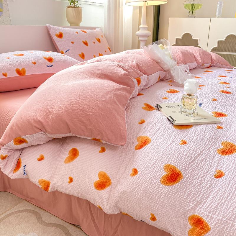 Постельное белье из ситца, комплект из четырех предметов: простыня, пододеяльник, наволочки