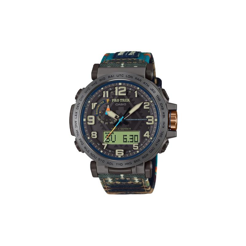 CASIO PRO TREK series-PRG PRO TREK Pendleton co-branded model 100 meters waterproof Solar Quartz Fabric strap Unisex model Black dial PRG-601PE-5DR