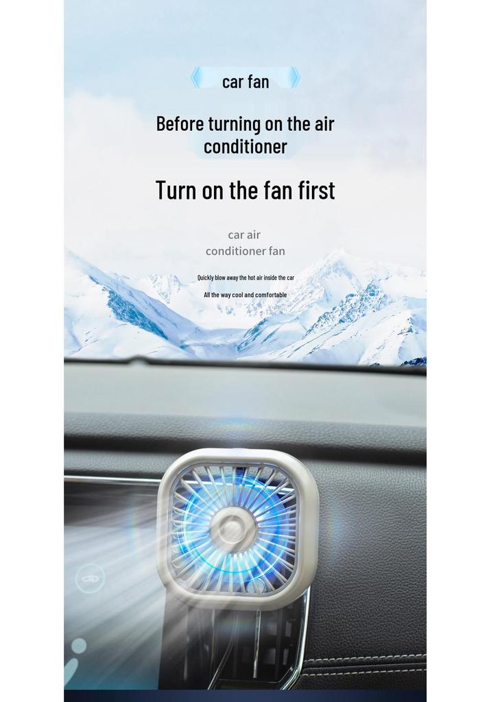 USB Electric Car Fan with Atmosphere Light - Multi-Color Vent Clip with Strong Wind