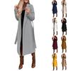 Elegant Solid Color Women Winter Woolen Coat Long Lapel Trench Jacket Work Tie Long Coat