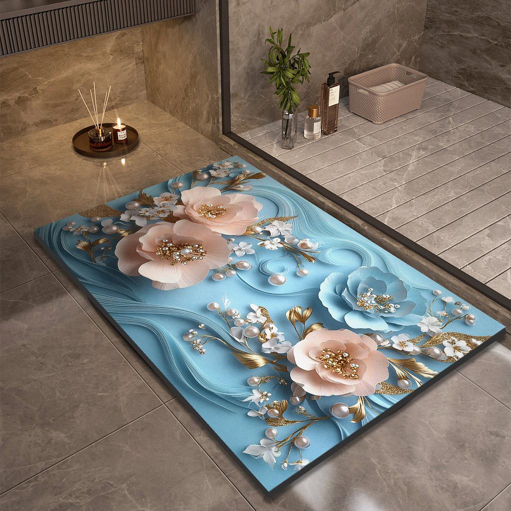 Коврик для ванной комнаты с цветком, нескользящие коврики для ног, впитывающие, быстросохнущие, коврики для душа, коврики для туалета, коврики для двери, моющиеся