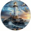 1 шт. 2d плоский круглый деревянный маяк подвесной венок знак - 20 см, морская тематика искусство подходит для настенного декора для дома, спальни, окна, комнаты, двери