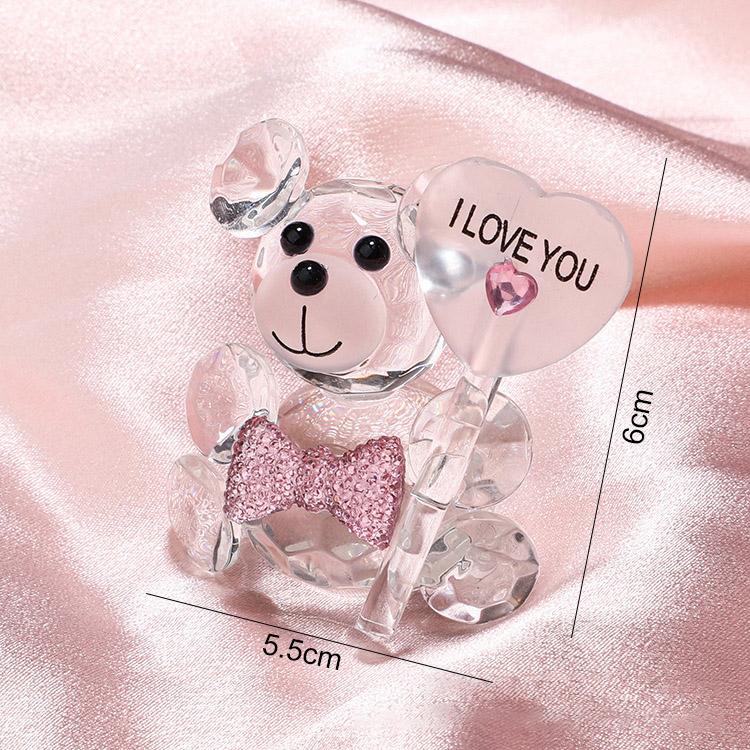 Valentines Day Gift I Love You Crystal Bear Artificial Rose Flowers Teacher Mothers Day Wedding Birthday Party Gifts for Guests