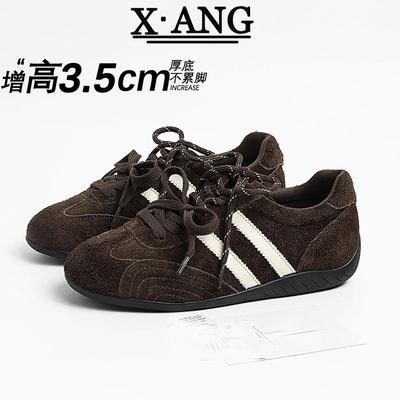 Версия из коровьей кожи ретро внутренняя высота увеличение женские мягкая подошва осень новая повседневная спортивная обувь