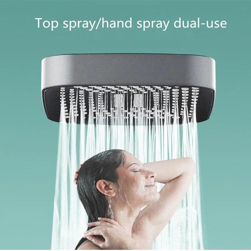Rainfall Shower Mode 4 Adjustable Head Large Flow Showerhead High Pressure Water Saving Shower Head Bathroom Accessories
