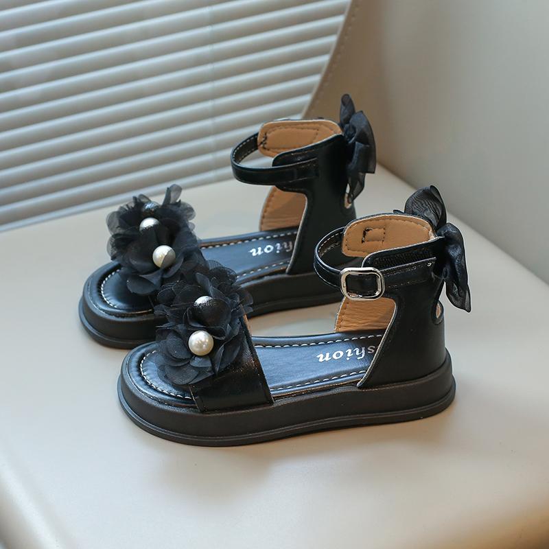 Сандалии принцессы для девочек в римском стиле, милые летние детские сандалии в повседневном стиле с открытым носком, элегантные детские сандалии-гладиаторы с толстым дном и бантом