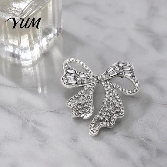 Women Jewelry Sparkling Rhinestone Bow Brooch, Mini Bowknot Shaped Lapel Fashion Accessory Pin, Clothing for Girls Pin