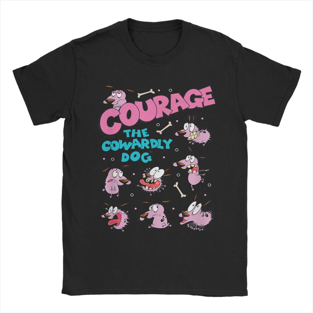Unisex Courage the Cowardly Dog Moods T Shirt Pure Cotton Tops Funny Short Sleeve O Neck Tees Plus Size TShirt