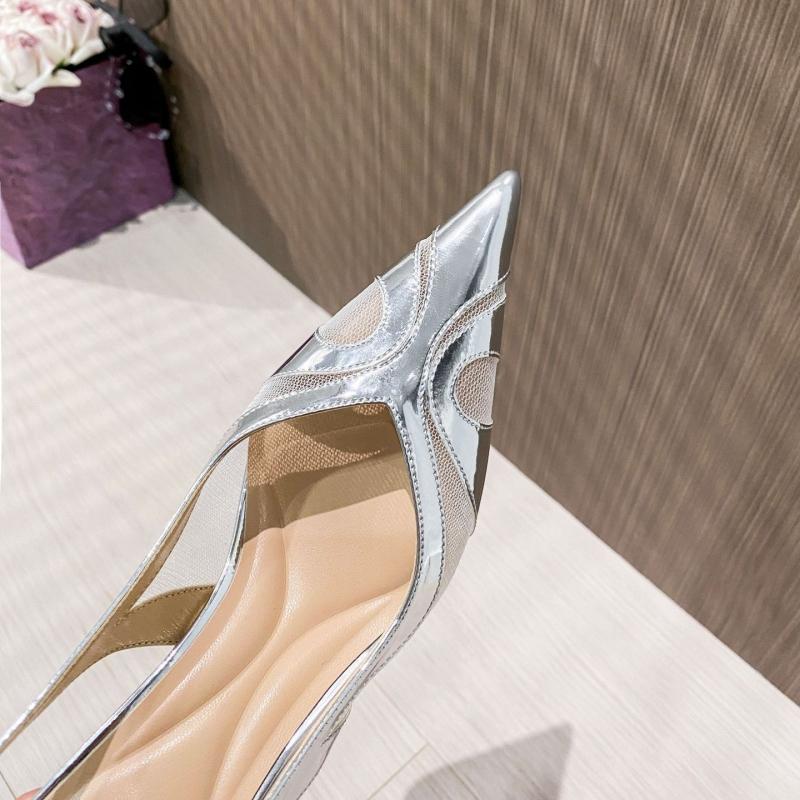 Women's Summer High-heel Sandals: Pointed-toe, Closed-toe Stiletto With Mirror-finish Mesh And Slingback Strap