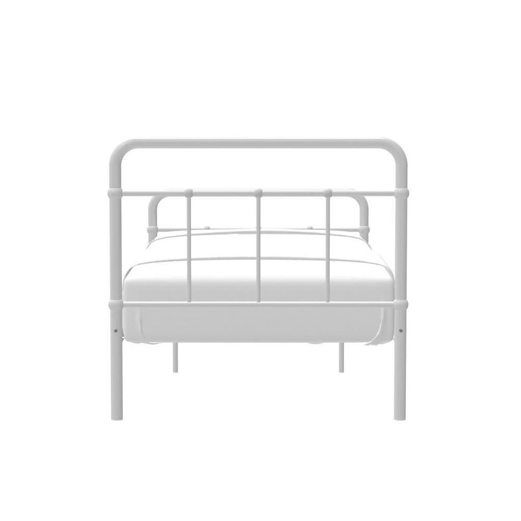 Детская металлическая кровать 90 x 190 см с перекладинами - Светло-серый - Основание кровати в комплекте - AARON