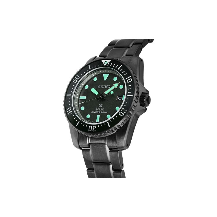 Seiko Серия Prospex Дайверские часы Модный циферблат Солнечный механизм Браслет из нержавеющей стали Мужские часы Черный SNE587P1