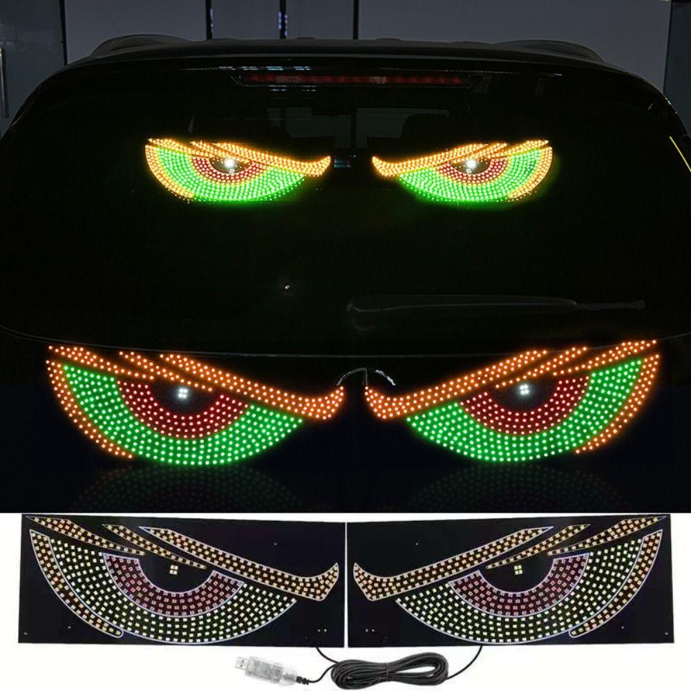 Динамический RGB-свет «Глаз Демона» с несколькими режимами Гибкий светодиодный дисплей на лобовое стекло Декор автомобиля